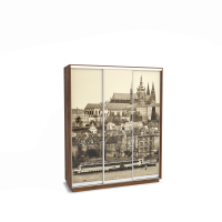Шкаф-купе 1770 Леон 2 с фотопечатью на стекле Прага (Дуб стирлинг)